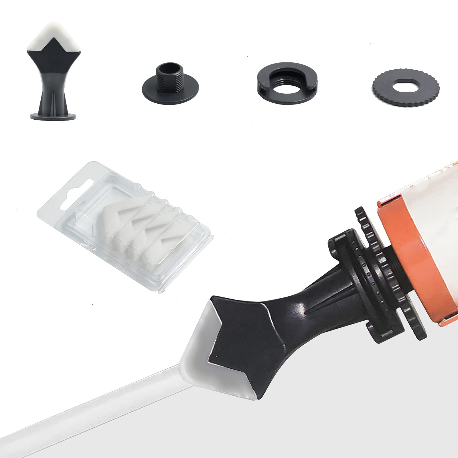 Professional Caulking Tool Kit - Silicone Sealant Finisher for Caulk Guns, Grout & Smoothing | 5-Piece Caulk Finishing Pads Set | Perfect for Kitchen, Bathroom, Tile, Window & Sink Joints | DIY Home Improvement & Construction Projects