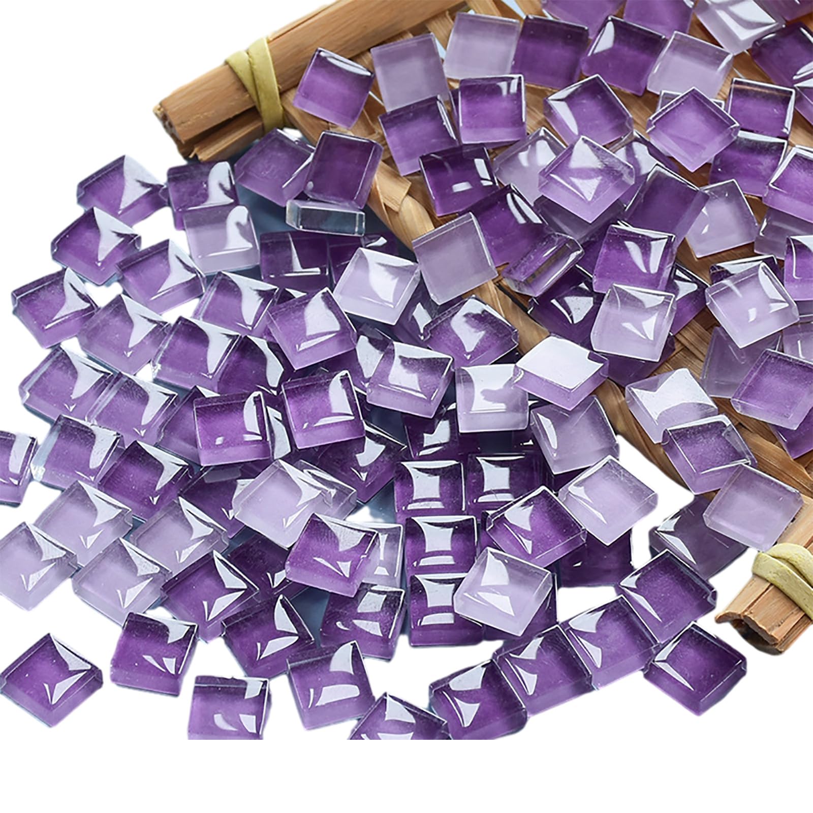 225-Piece Crystal Glass Mosaic Tile Kit (1x1cm Square, Purple) - 200g Pack for DIY Home Decor, Craft Projects, Picture Frames, Flower Pots & Tableware - Perfect for Bathroom Backsplash, Kitchen Decor & Art Projects