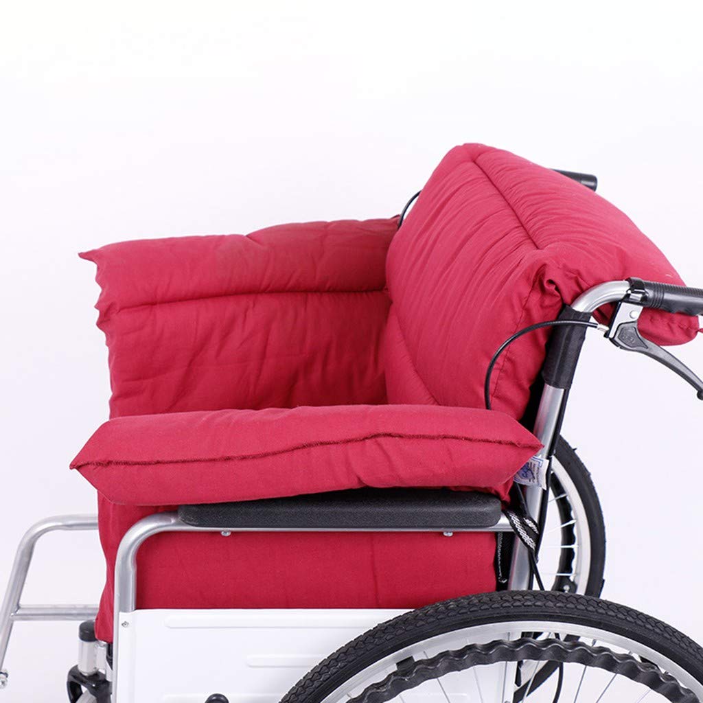 **Pressure Relief Wheelchair Cushion with Back Support - Washable Polyester/Cotton Cover - Red - Ideal for Comfort & Posture Support at Home or Travel**