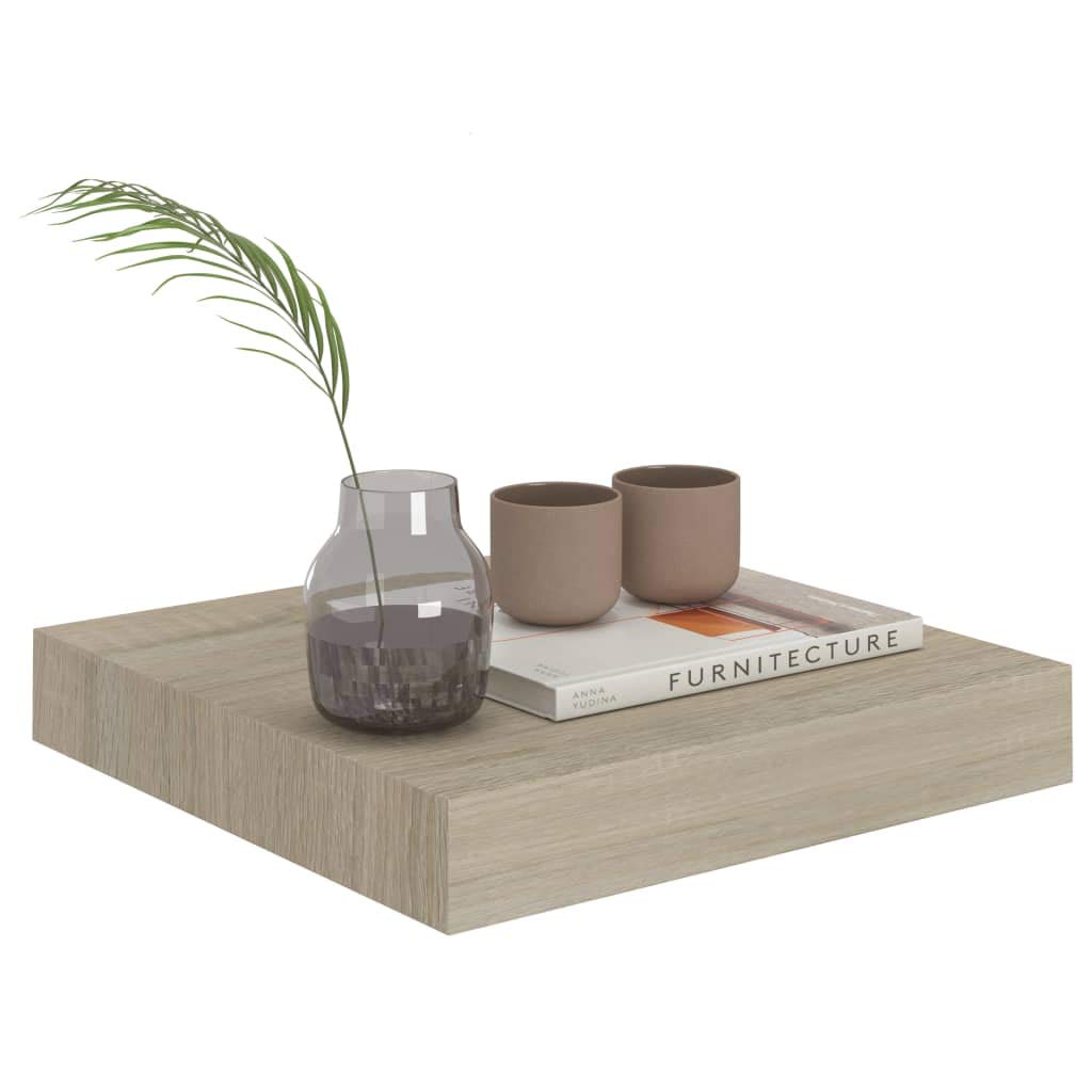 Floating Wall Shelf - Invisible Mounting Oak MDF Display Shelf for Books, Decor & Storage (9.1
