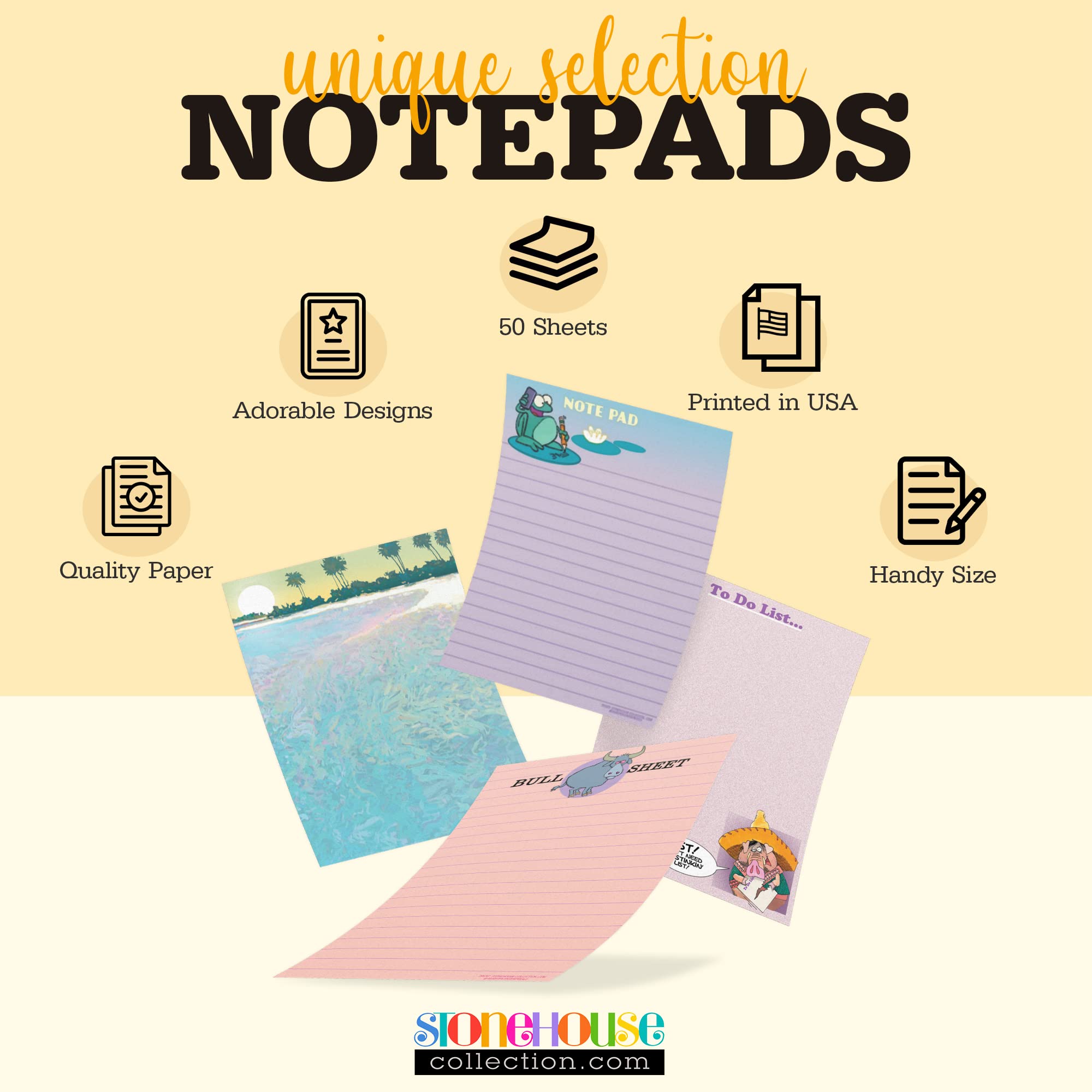Stonehouse Collection Cactus Notepads - 4 Pack Assorted Succulent To-Do List Notepads for Office, School & Home Organization - Cute Plant-Themed Memo Pads for Planning, Gifts & Productivity