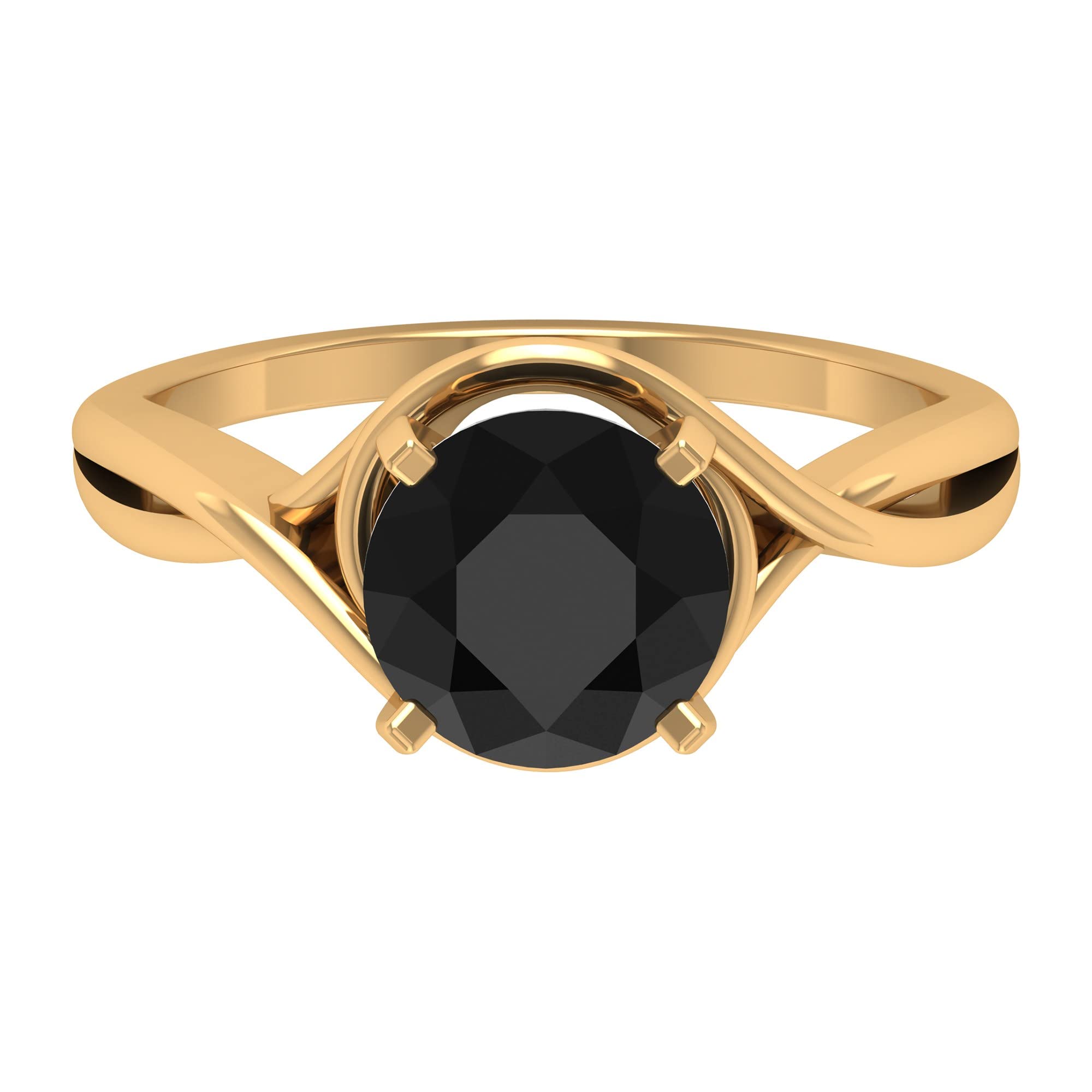 2.25 CT Lab-Created Black Diamond Solitaire Ring in 14K Solid Gold, Elegant Crossover Design for Women, Perfect for Engagement, Anniversary & Special Occasions