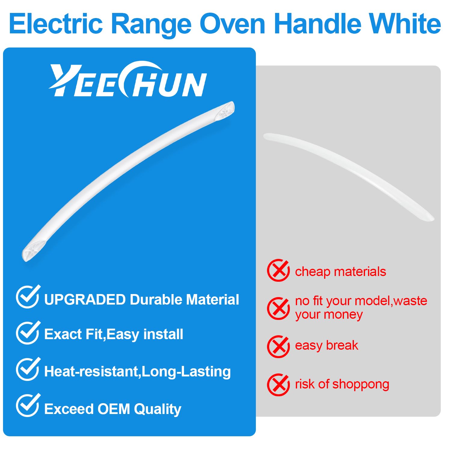 Upgraded Oven Door Handle Replacement - White - Compatible with Frigidaire, Kenmore, Electrolux Oven Stove Models AP6893146, 5304507385, PS12729046, CFEF3052TWA, CFEF3012UWA, CFEF3051TWB - Durable & Easy Installation for Home Kitchen Appliance Repair