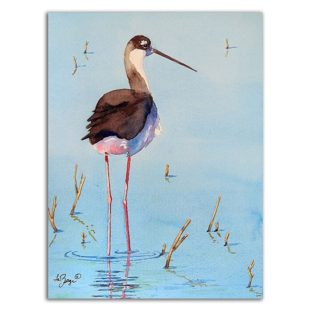 Black Neck Stilt III by Nancy LaBerge Muren - Premium Canvas Wall Art Print - Ready to Hang - Nature & Wildlife Home Decor for Living Room, Bedroom, Office