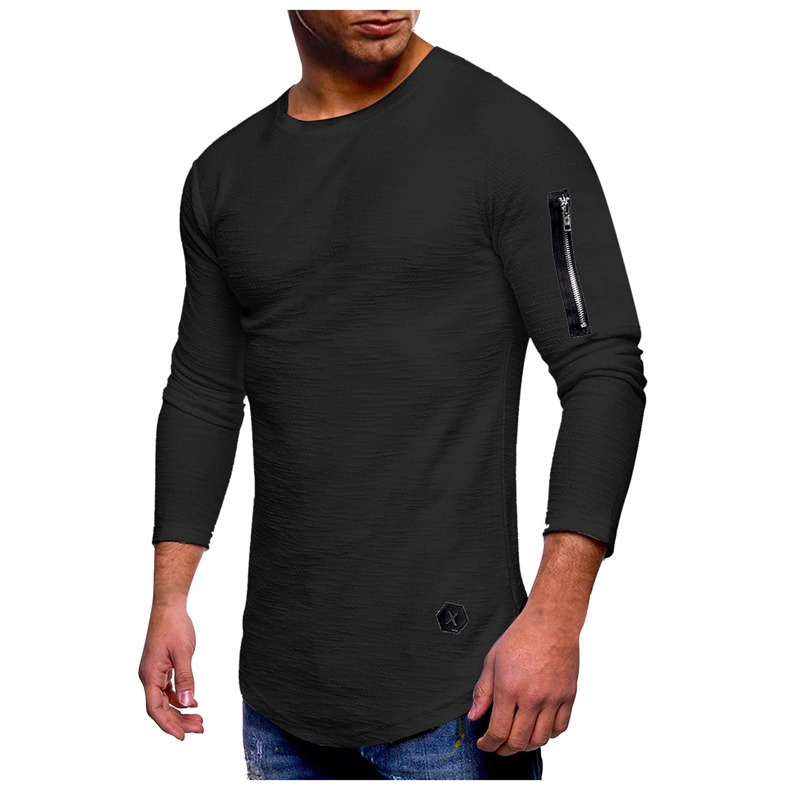 WOCACHI Men's Long Sleeve Slim Fit T-Shirts - Solid Color Athletic Workout Shirts for Sports & Casual Wear | Gym, Running, Outdoor Activities & Everyday Use