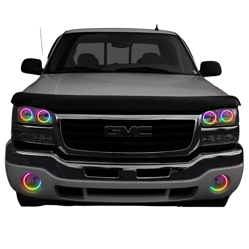 GMC Sierra Multicolor LED Halo Headlight Kit (1999-2006) - Upgrade Your Truck's Style & Visibility for Night Driving & Off-Road Adventures
