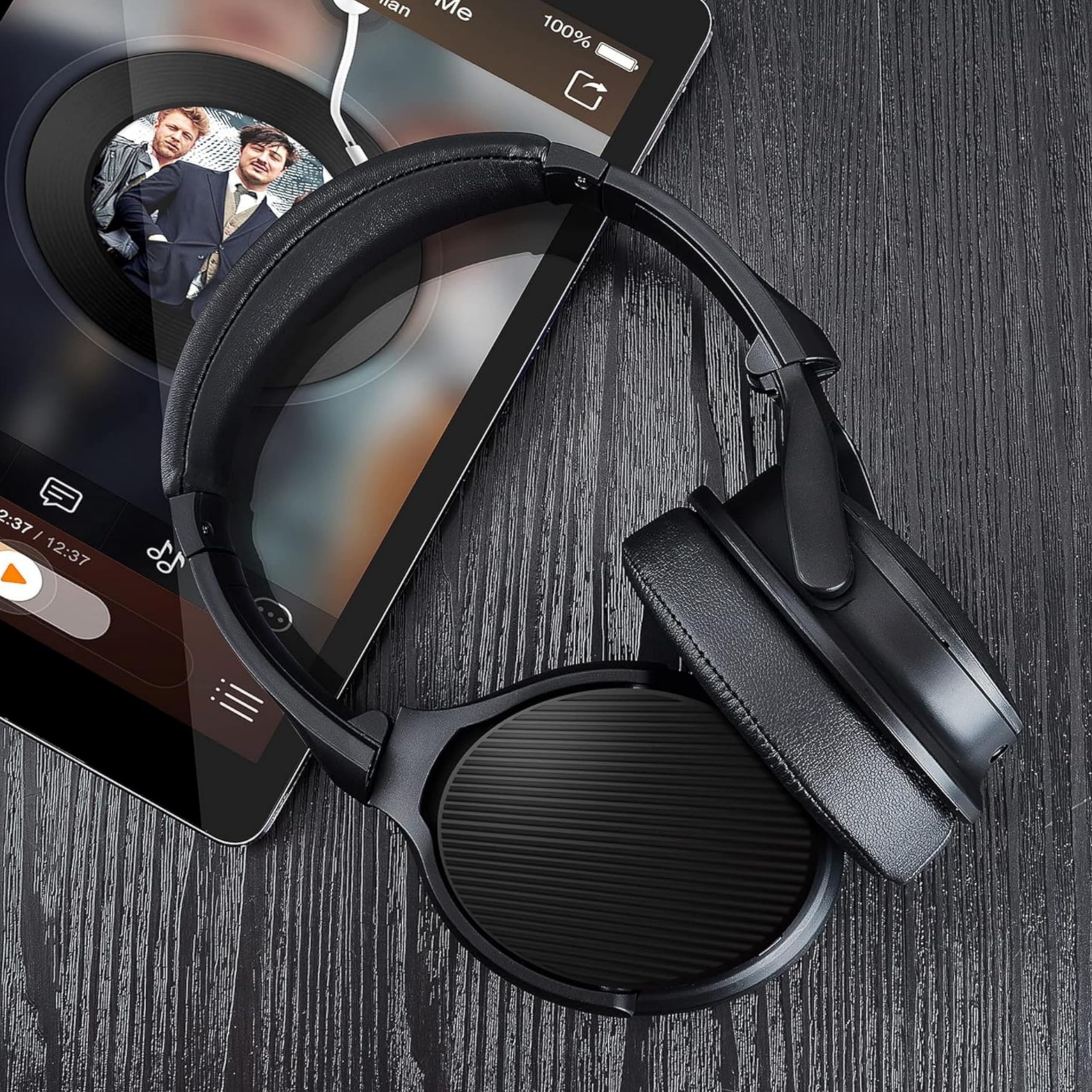 Betron EMR90 Wireless Bluetooth Headphones - Over Ear Foldable Headset with Built-in Mic, Deep Bass & 12H Battery | 40mm Drivers & 3.5mm Jack | Compatible with iPhone, Android, iPad, Laptop | Perfect for Travel, Workouts & Home Office Use