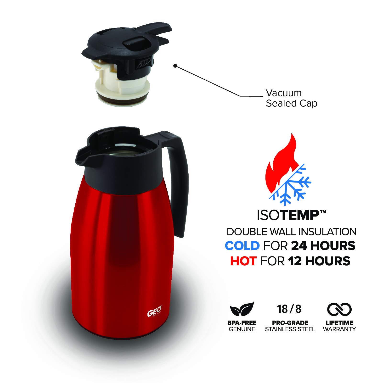 Premium 1.5L Stainless Steel Vacuum Insulated Coffee Carafe - Double Walled Thermal Design for Hot & Cold Beverages - Perfect for Office, Home, Camping & Outdoor Use