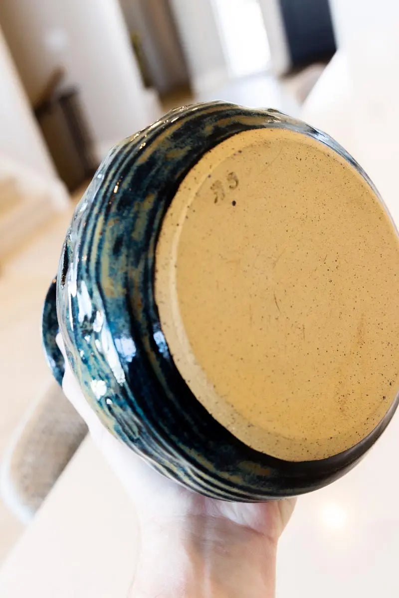 Large Hand Textured Decorative Stoneware Pot with Bumps & Antique Shaping - Unique Ceramic Planter for Home Decor, Garden, or Office - Perfect for Plants, Flowers, and Stylish Interior Design