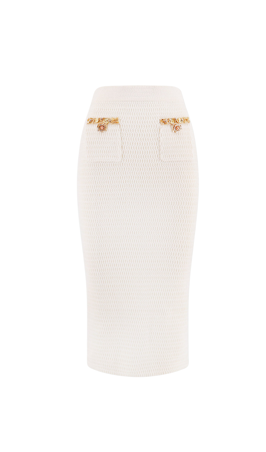 Stylish Cream Lurex Knit Midi Skirt for Women - Elegant Party & Evening Wear - Perfect for Holiday Events, Date Nights & Special Occasions