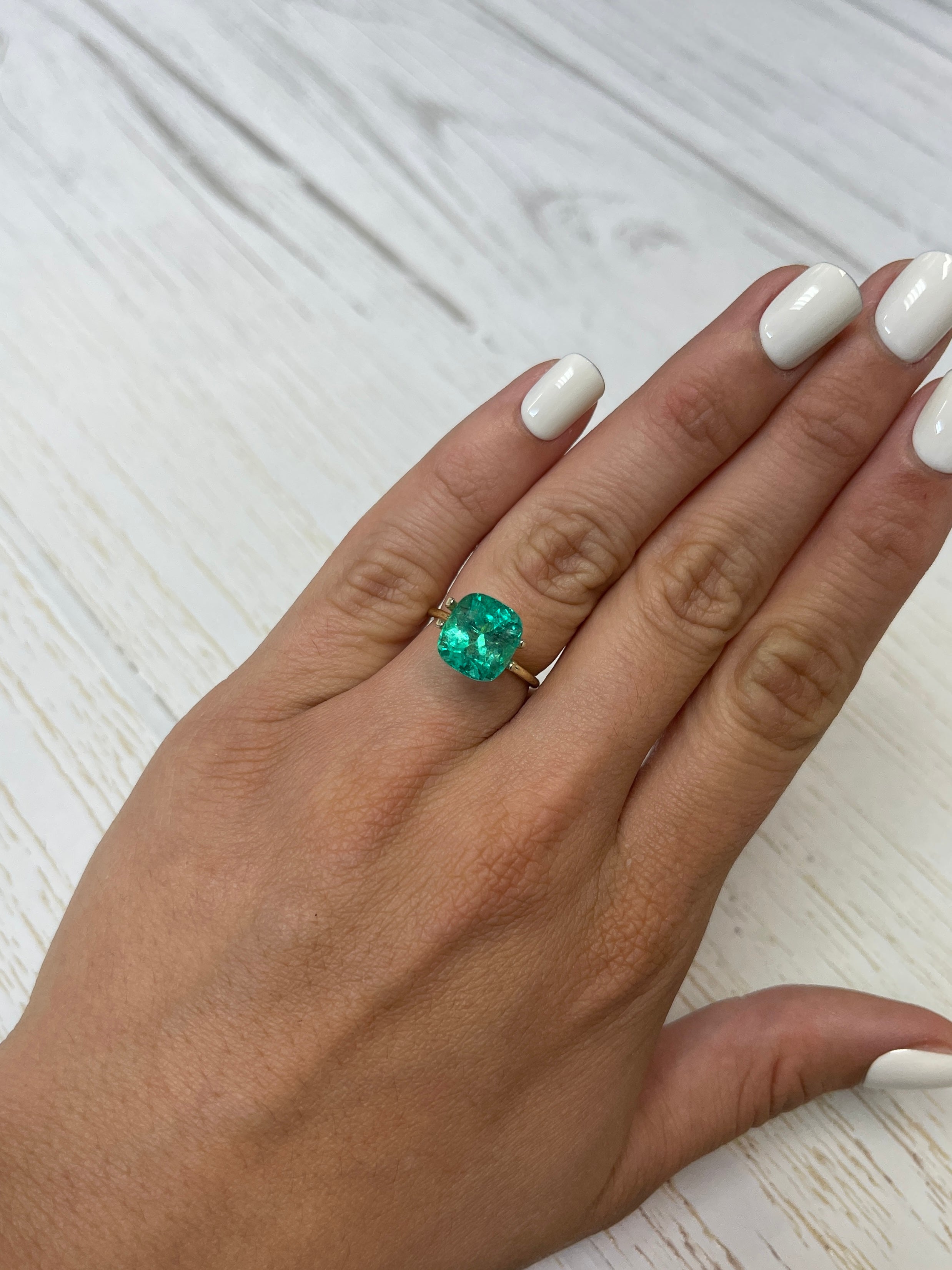 5.29 Carat Certified Natural Loose Colombian Emerald - Bluish Green Cushion Cut 10.5x9.7mm | Engagement Ring, Pendant & Jewelry Making Gemstone