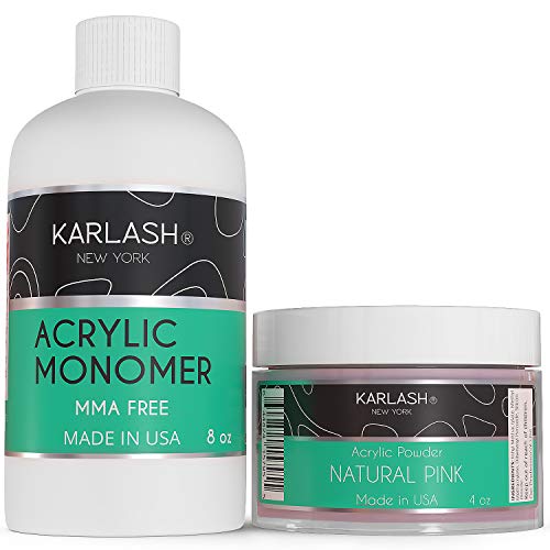 Karlash Professional Acrylic Nail Kit - 4oz Pink Acrylic Powder & 8oz MMA-Free Liquid Monomer for Strong, Shiny Nails | DIY Manicure, Salon Quality, Long-Lasting Nail Extensions
