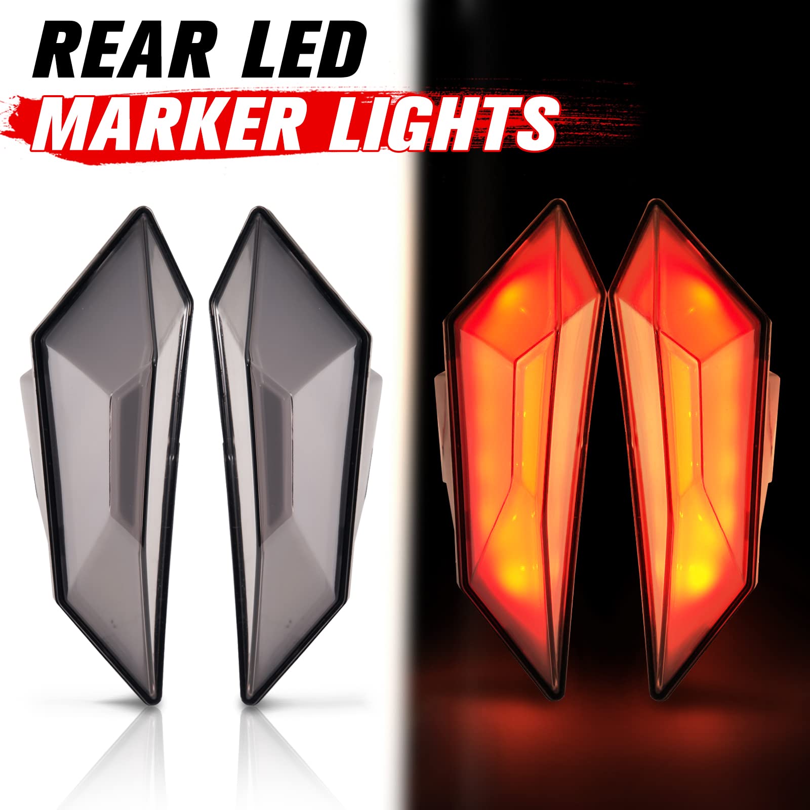 Polaris RZR PRO XP/XP4 & PRO R LED Tail Lights & Rear Side Marker Lights Kit - Smoked Brake Stop Signal Position Lamps (2020-2024 Models) - Perfect for Off-Roading, Night Driving & Enhanced Vehicle Visibility - Set of 2