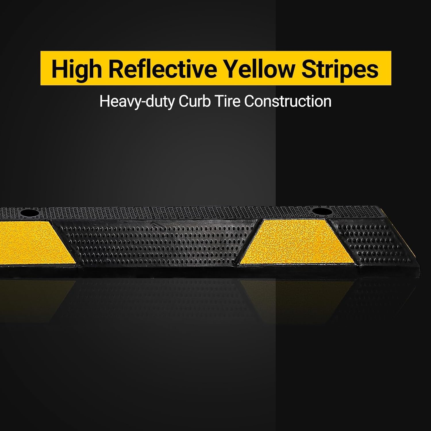 GARVEE 2 Pack Heavy Duty Rubber Parking Curb - 72 Inch Garage Floor Stopper with Reflective Yellow Stripes for Vehicles, Trucks & Driveways - Perfect for Parking Lots, Warehouses & Commercial Properties