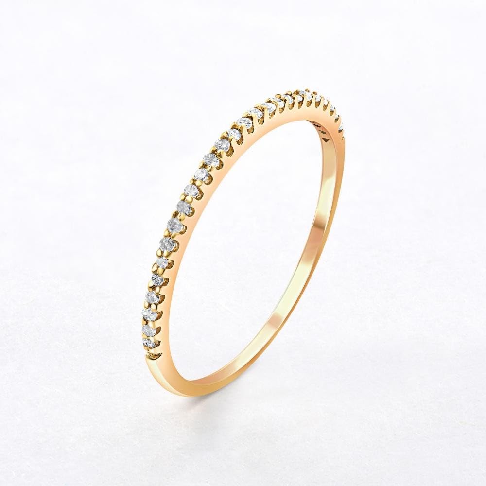 Diamond Wedding Ring for Women - 14K Yellow Gold Stackable Anniversary Band - Perfect for Bridal, Engagement, and Special Occasions