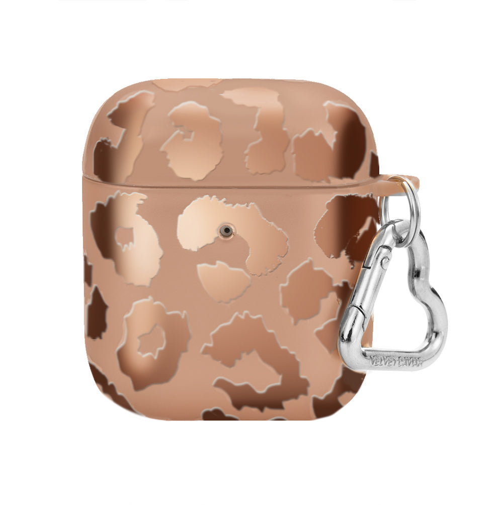 Stylish Bronze Chrome Leopard Print AirPod Case - Trendy Protective Cover for AirPods 1/2/3/Pro - Perfect for Gym, Travel & Everyday Use
