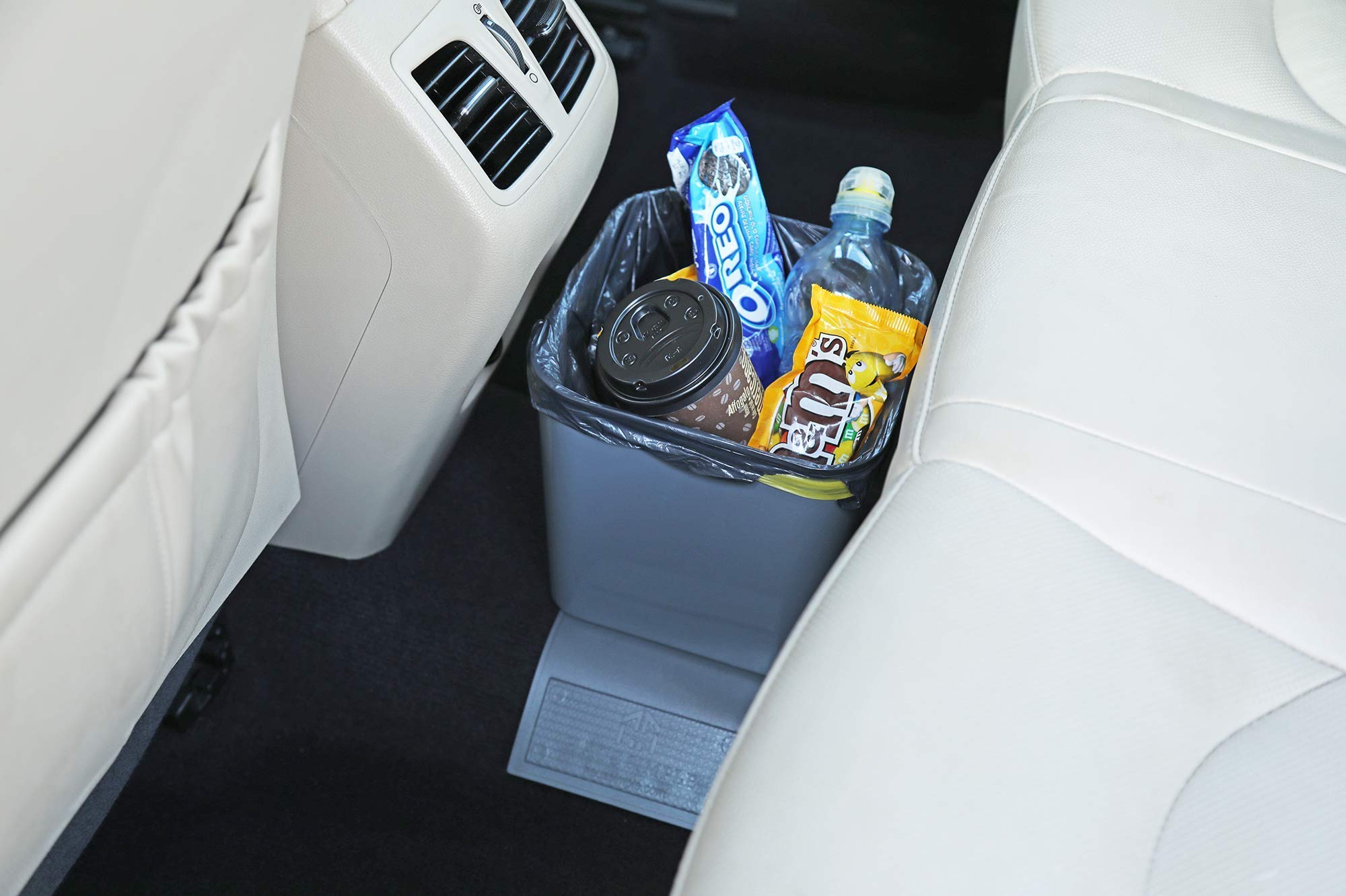 Gray Car Trash Can with Drawstrings & 3-Pack Lemon Scented Trash Bags (20 Count) - Portable Auto Garbage Bin for Road Trips, Commuting and Travel Accessories
