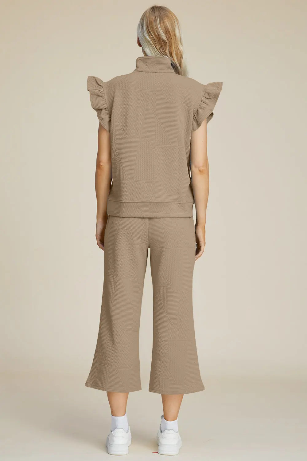 Double Take Women's Full Size Textured Ruffle Short Sleeve Top & Wide Leg Pants Set | Casual Outfit for Summer, Beach, Date Night & Office Wear