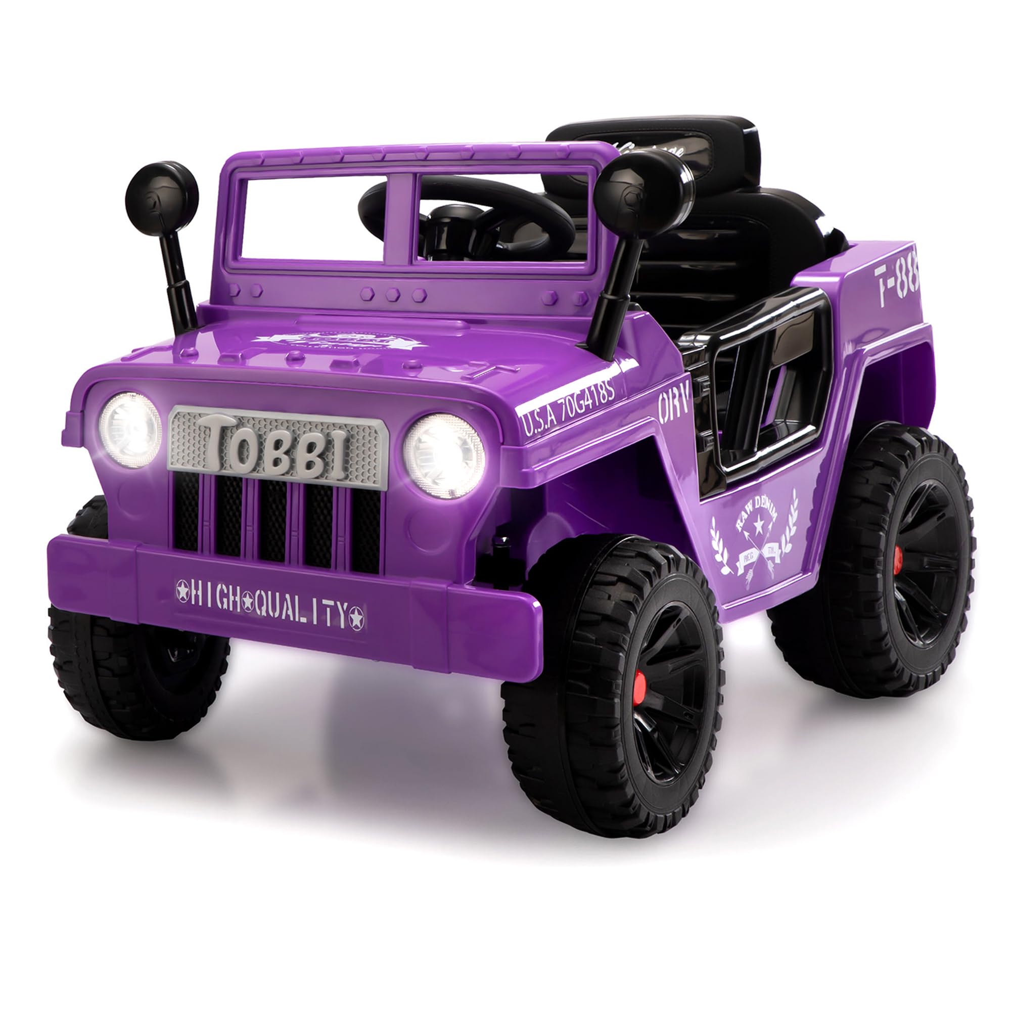 TOBBI 12V Kids Ride On Truck - Electric Powered Toy Car for Toddlers Ages 3-6 with Off-Road Wheels, Suspension, Horn & LED Lights - Perfect Birthday & Christmas Gift for Boys & Girls - Great for Indoor & Outdoor Play (Purple)