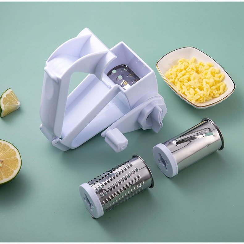 3-in-1 Rotary Cheese Grater - Hand Crank Cheese Shredder for Hard Cheese, Chocolate & Nuts - Olive Garden Style Handheld Grater with Ergonomic Handle - Perfect for Italian Cooking, Baking & Garnishing Dishes