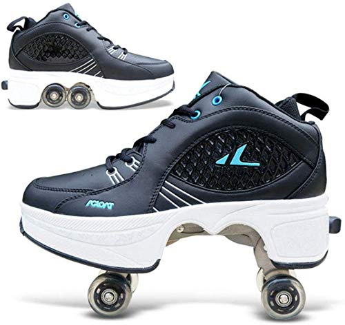 KYOKIM Roller Shoes for Women, Men, Boys & Kids - Adjustable Wheel Sneakers for Beginners | Unisex Roller Skate Shoes for Indoor & Outdoor Fun (Gray, Size 2-38) | Perfect Gift for Birthday, Party & Sports Activities