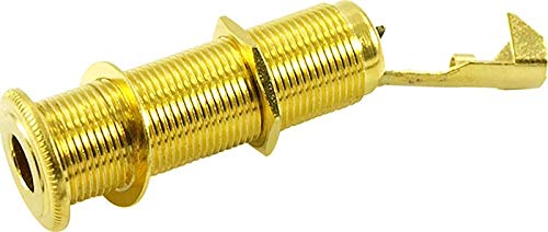 Switchcraft 2 Conductor Thick Panel Mono 1/4 Inch Output Jack with Cable Clamp - Gold Plated (Pack of 20) - Perfect for Guitar, Bass, and Audio Equipment Repair & Upgrades
