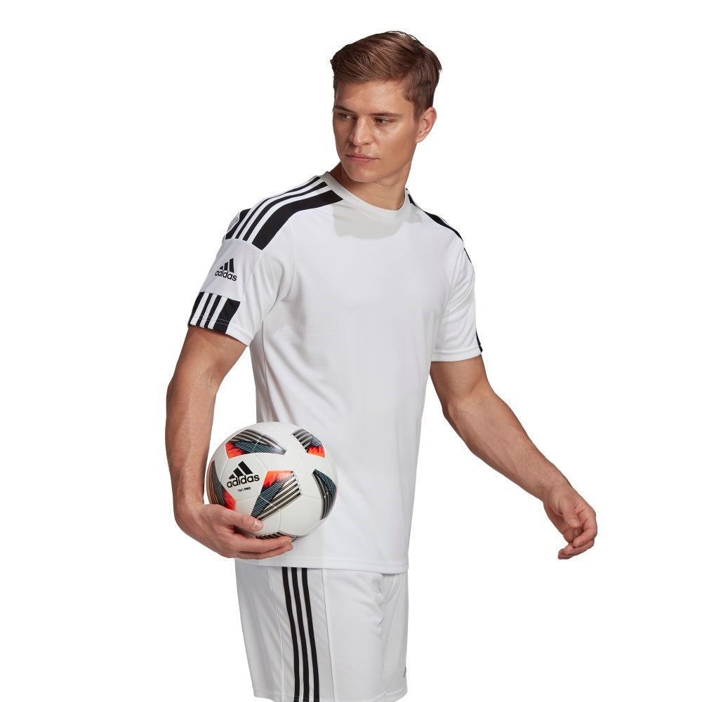 Adidas Adult Squadra 21 Soccer Jersey - White/White - Breathable Performance Shirt for Men - Perfect for Training, Matches & Fan Wear