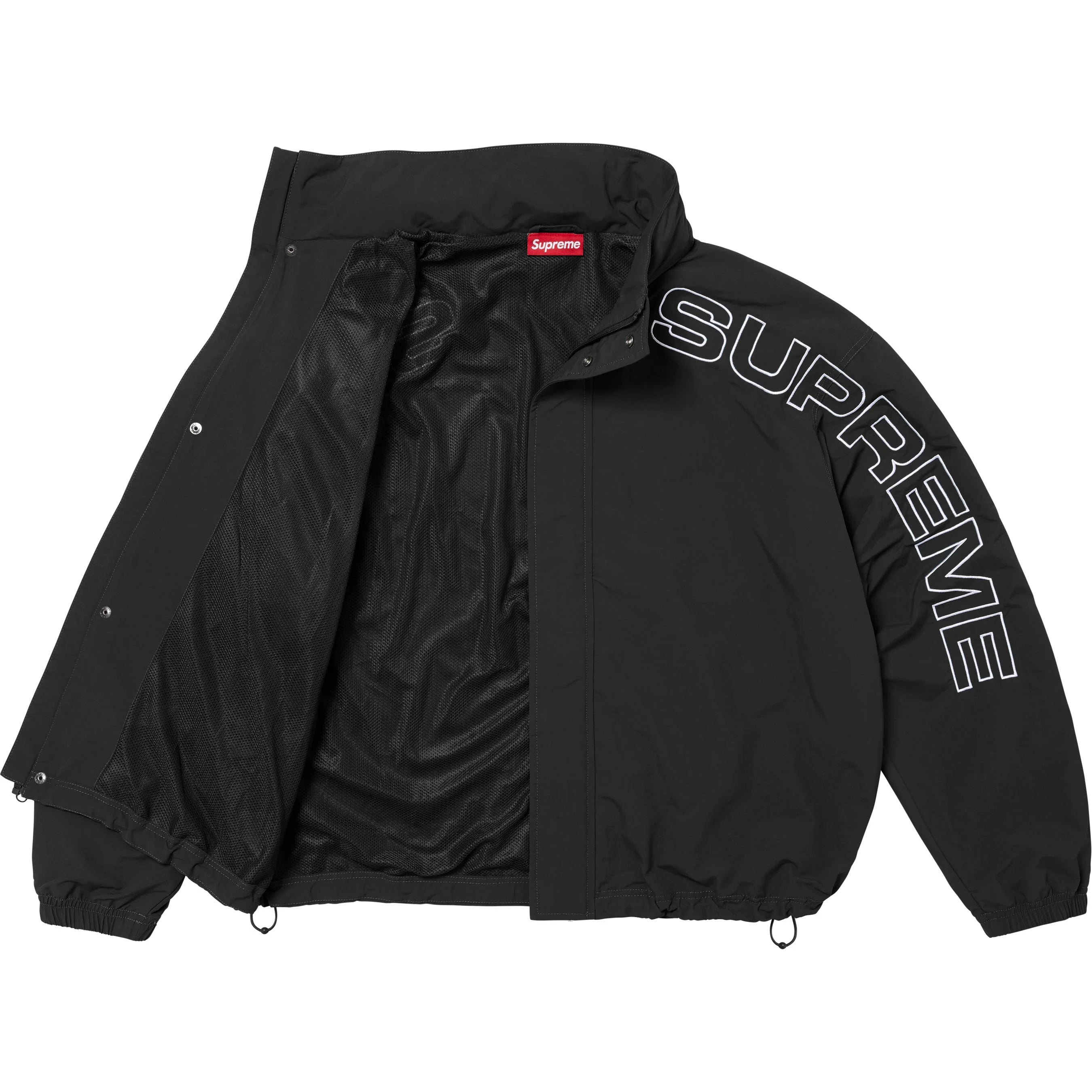 Supreme Spellout Embroidered Track Jacket - Black | Men's Streetwear Fashion Hoodie for Urban Style & Gym Workouts