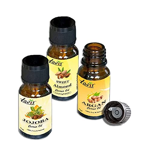 Pure Sweet Almond Oil, Argan Oil & Jojoba Oil Blend for Hair & Skin Care - Natural Moisturizer for Dry Scalp, Face & Body | DIY Beauty & Massage