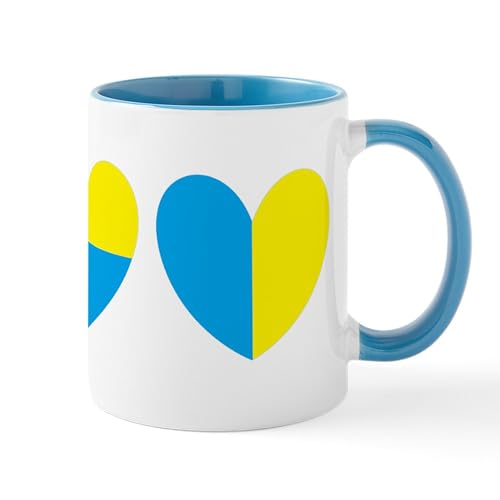 White/Blue Inside - I Stand With Ukraine Heart Mugs