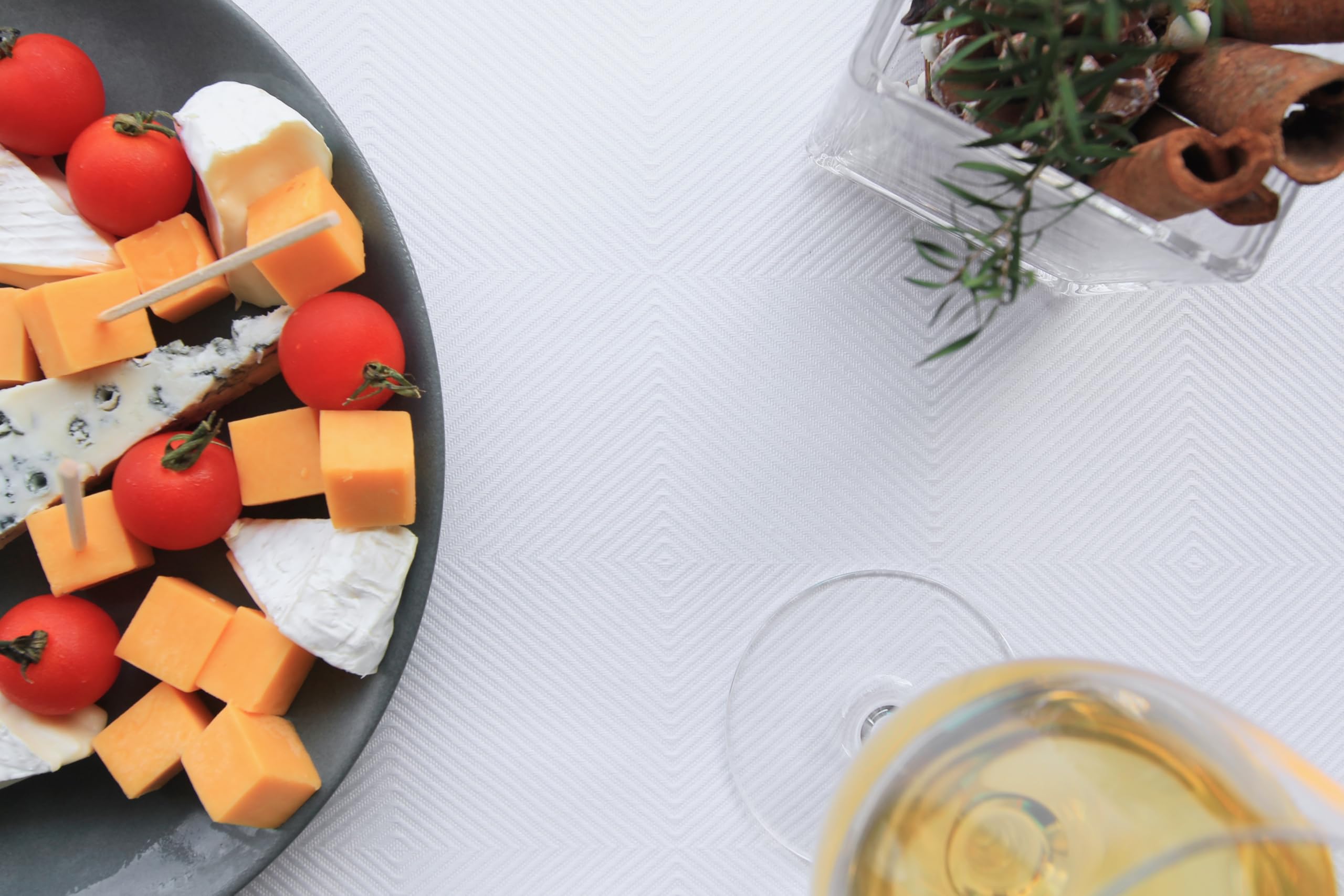48 Inch White Waterproof Table Runner - Geometric Decor for Coffee Table, Dresser, Nightstand - Perfect for Outdoor Dining, Dinner Parties, Weddings & Independence Day Celebrations