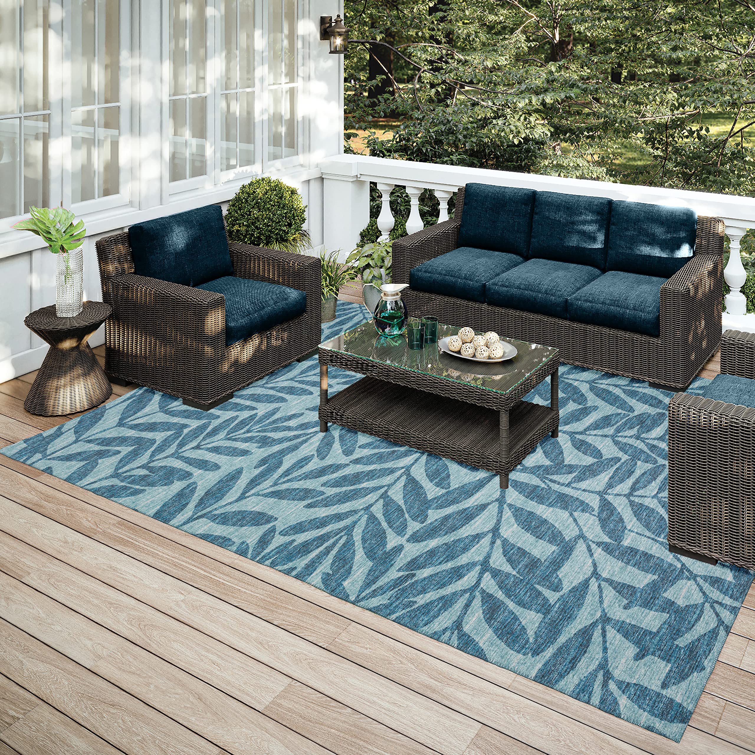 Addison Rugs Yuma AYU35 Blue 9' x 12' Area Rug - Soft Plush Living Room Carpet for Bedroom, Dining Room & Home Decor