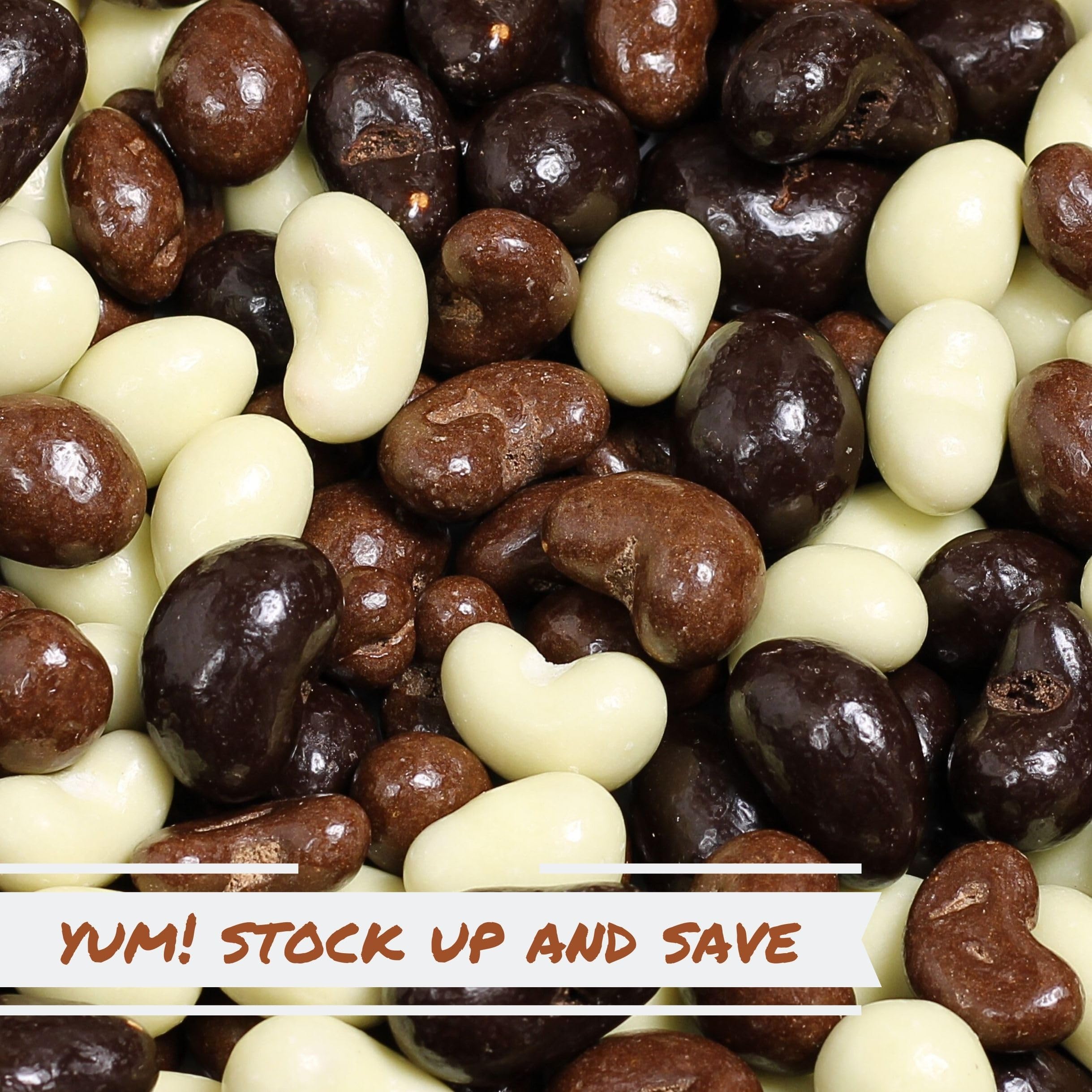 Premium Gourmet Chocolate Covered Cashews Mix - 2 LB Bulk Bag | Dark, Milk & White Chocolate Coated Cashew Snacks | Kosher Dairy, Made in USA | Perfect for Parties, Gifts & Healthy Snacking
