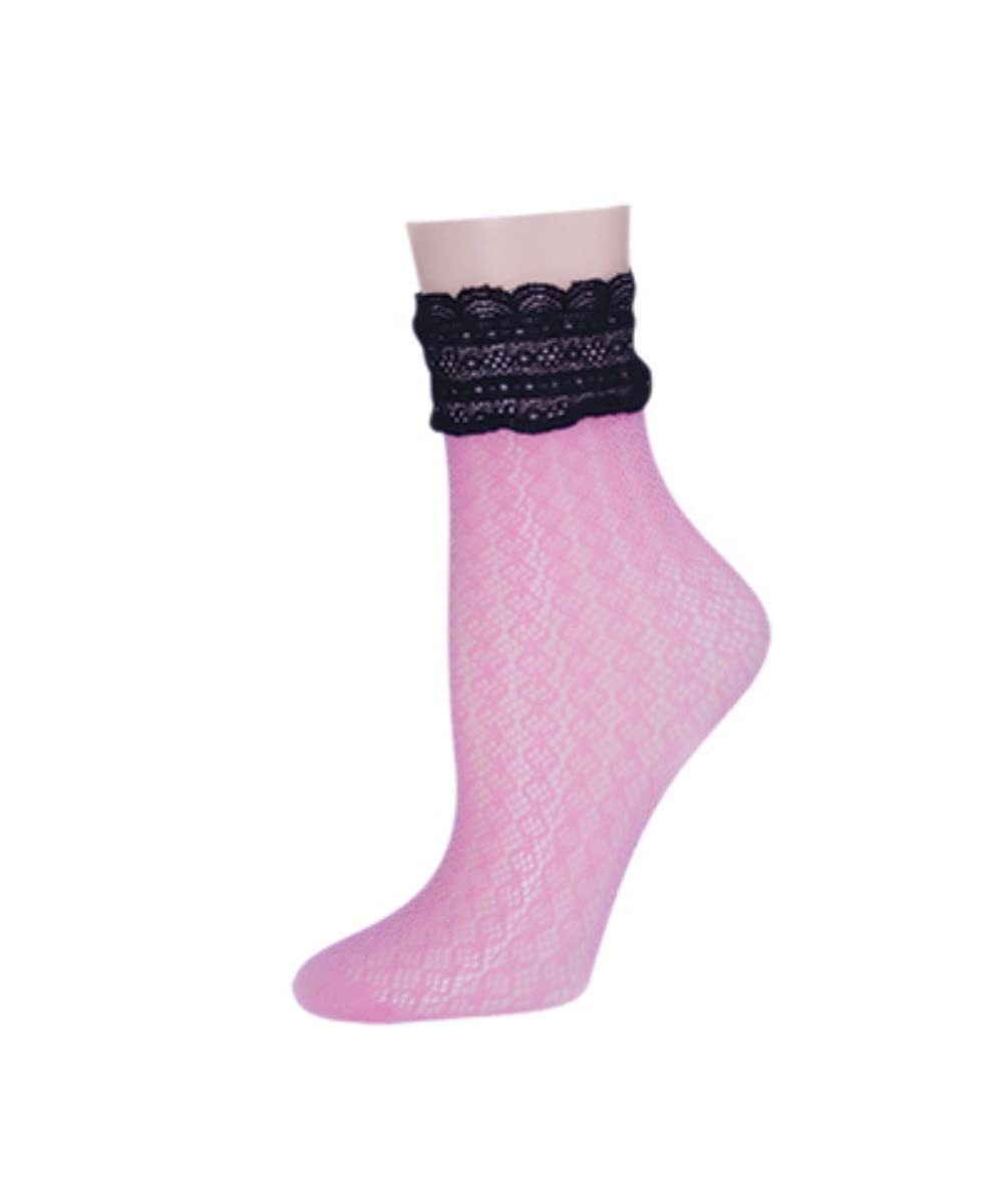 MeMoi Women's Diamond Floral Lace Ankle Socks - Elegant & Comfortable Socks for Casual Wear, Date Night & Special Occasions