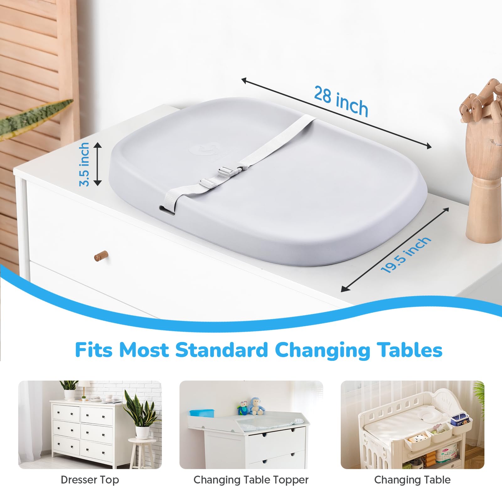 Bellababy Waterproof Non-Slip Baby Changing Pad - Soft Portable Diaper Changing Mat for Nursery & Travel - Lightweight PU Material (27.6