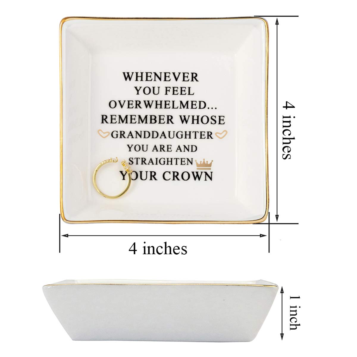 JoycuFF Inspirational Marble Ceramic Jewelry Dish - Elegant Ring & Earring Tray for Women | Perfect Granddaughter Gift for Christmas, Birthday & Special Occasions | Stylish Home Decor & Vanity Organizer