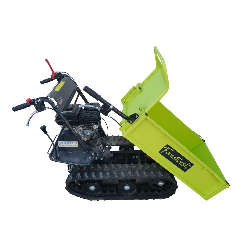 Forestwest 300KG Motorized Tracked Wheelbarrow - 6.5HP Heavy Duty Dump Cart with Manual Tipping (Model BM11078) - Perfect for Construction Sites, Landscaping & Farm Work