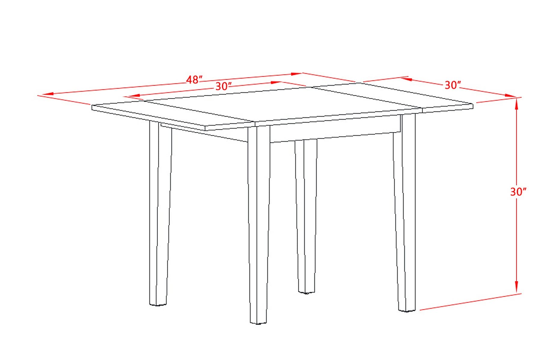 Modern 3-Piece Dining Table Set with Drop Leaf & 2 Chairs - 30x48 Inch Rectangle Wooden Table in Black & Cherry - Perfect for Small Kitchens, Apartments & Cozy Dining Spaces