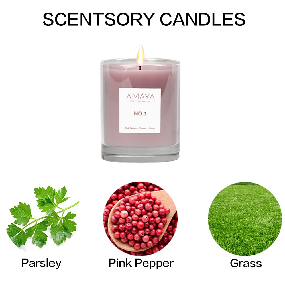 Amaya Scented Candles | 8Oz Soy Wax Candles with Asian-Inspired Fragrance | Pink Pepper, Parsley & Grass Aromatherapy Candle | Home Decor & Relaxation Gift for Women | Perfect for Spa Nights, Meditation & Cozy Home Ambiance