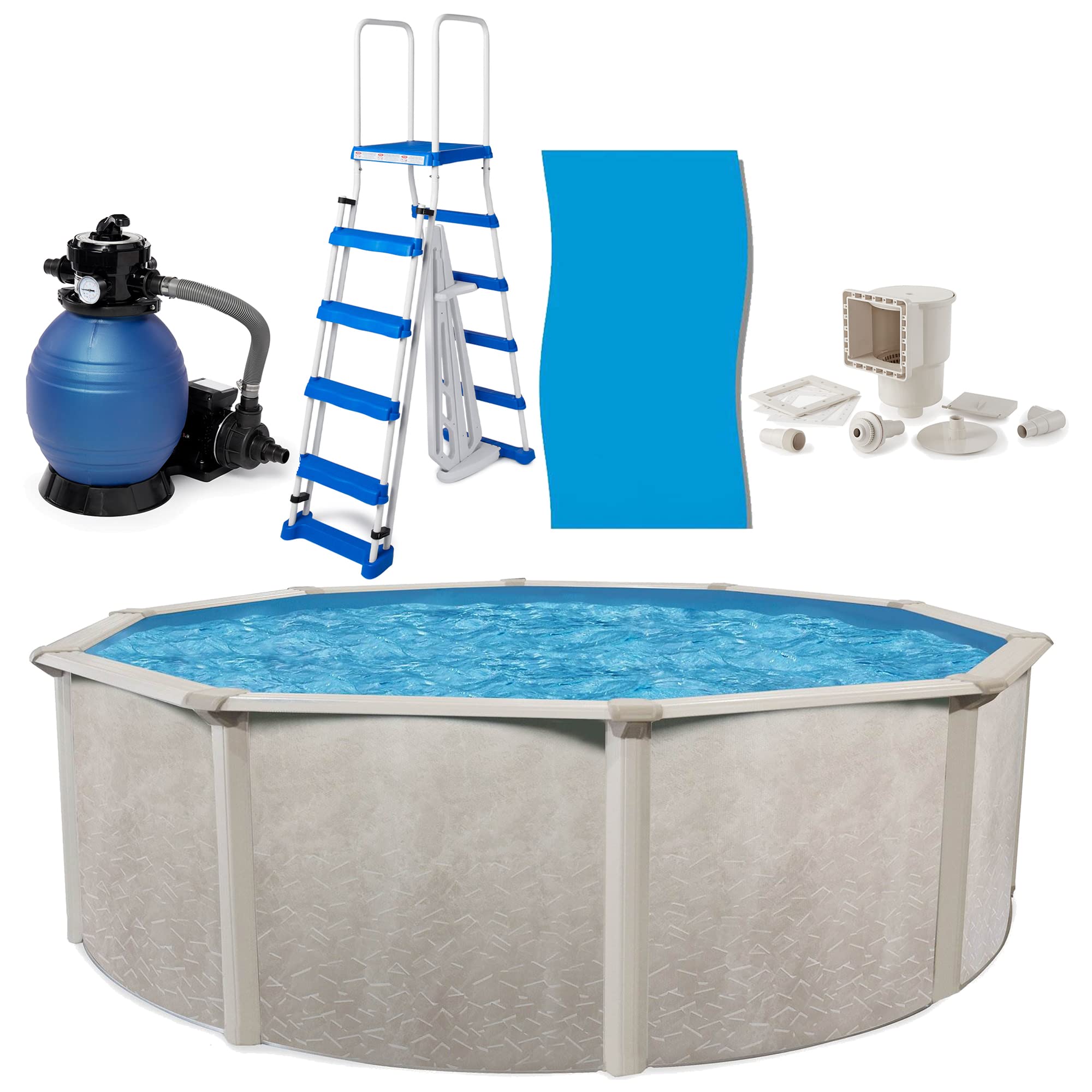 Premium Aquarian Steel-Frame Above Ground Pool Kit with Sand Filter & Pump - 18' Round Phoenix Model | Perfect for Backyard Swimming, Family Fun & Summer Relaxation