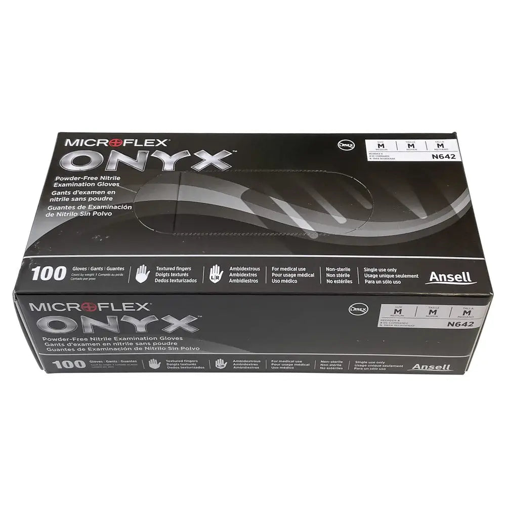 AA Onyx Black Nitrile Gloves - 100 Count Box, Powder-Free, Disposable, Latex-Free, Chemical Resistant - Ideal for Medical, Laboratory, Tattoo, Cleaning & Food Handling