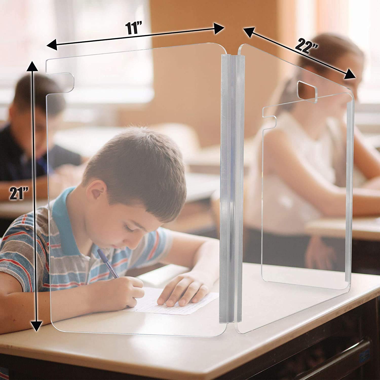 Foldable 3-Sided Plexiglass Sneeze Guard - 22