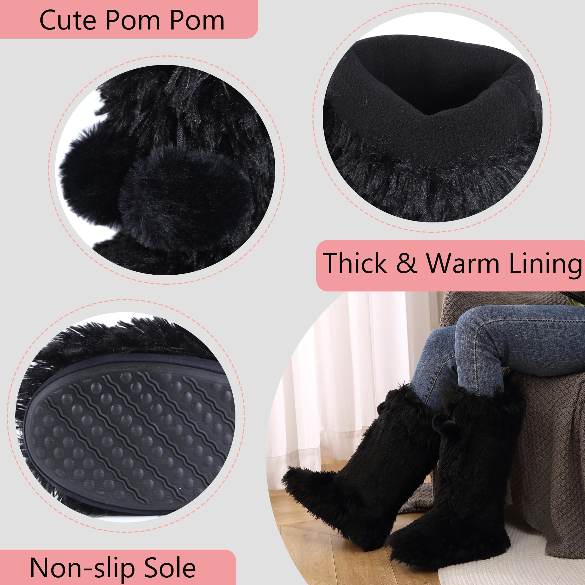 Women's Soft Fleece Plush Indoor Slipper Boots - Cozy Warm House Shoes for Winter Comfort | Perfect for Lounging at Home, Relaxing by the Fireplace & Cold Weather Wear
