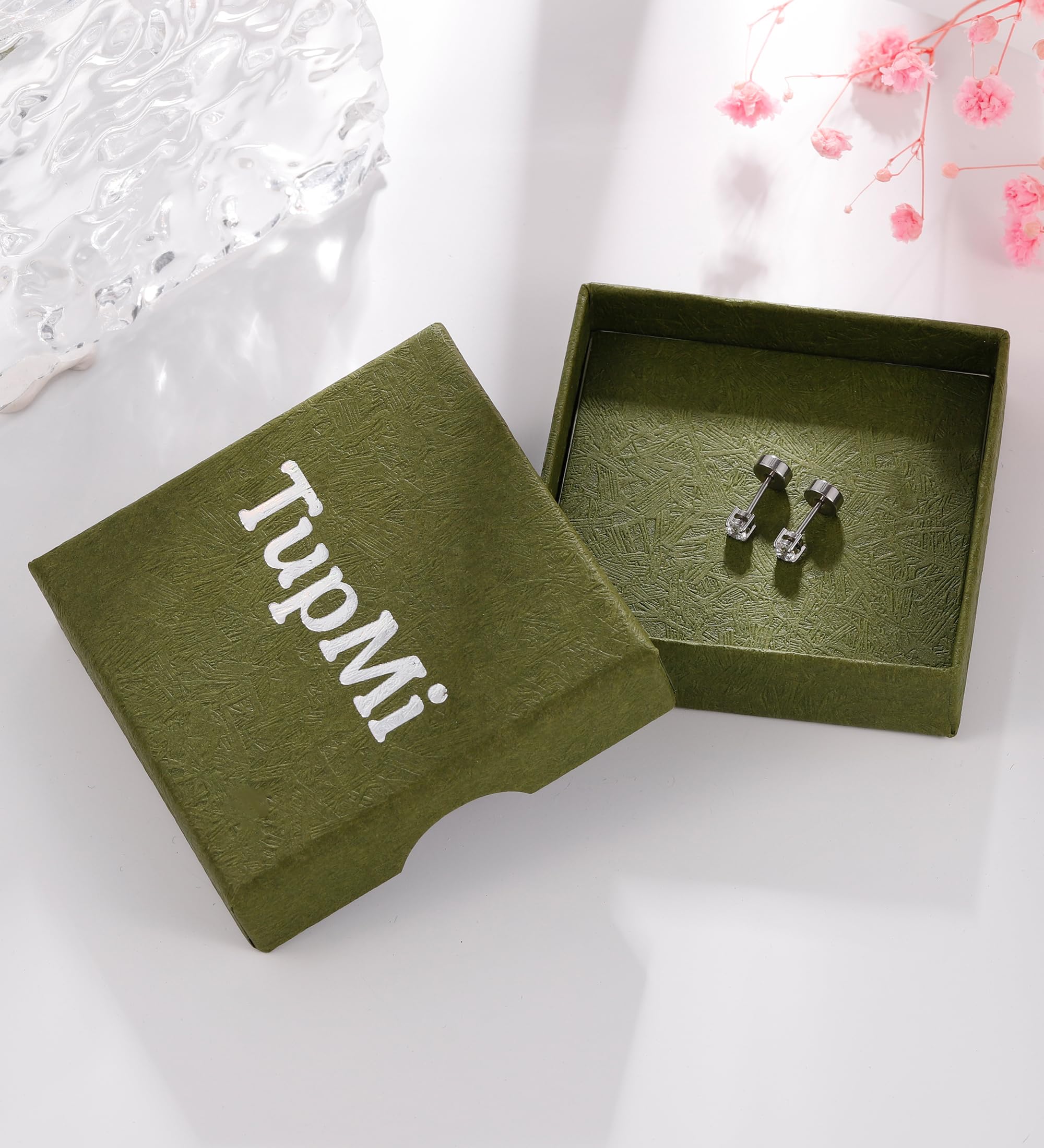 Hypoallergenic Flat Back Stud Earrings for Women & Girls - 20G Surgical Steel Cartilage Earrings | Handmade Screw Back Earrings for Sensitive Ears | Perfect for Daily Wear, Work & Special Occasions