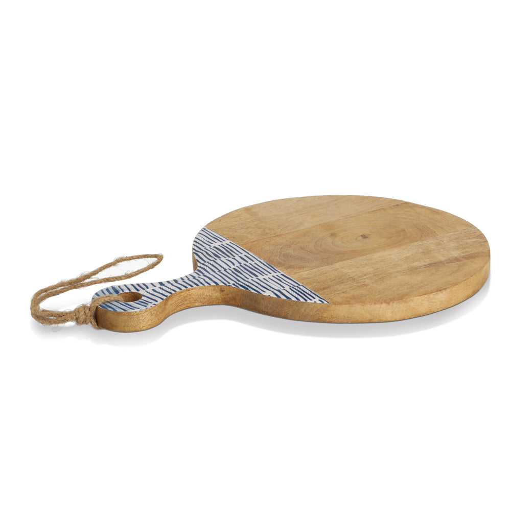 Premium Mango Wood Serving Tray with Handcrafted Blue Design - Perfect for Breakfast in Bed, Coffee Table Decor, and Entertaining Guests