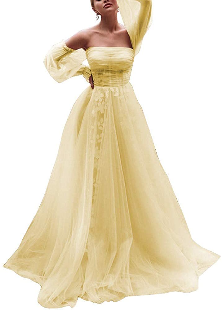 Elegant Off The Shoulder Puffy Sleeve Prom Dress for Women - Tulle Princess Gown for Homecoming, Ball, Quinceañera & Special Occasions