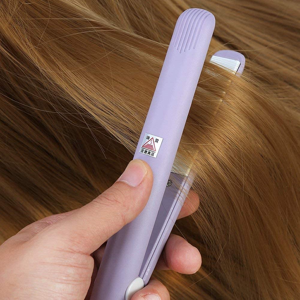 2 in 1 Mini Hair Straightener & Flat Iron - Ceramic Tourmaline Plate, Lightweight Portable Travel Size for Straightening & Styling - Perfect for Home, Travel, Salon & On-the-Go Hair Care