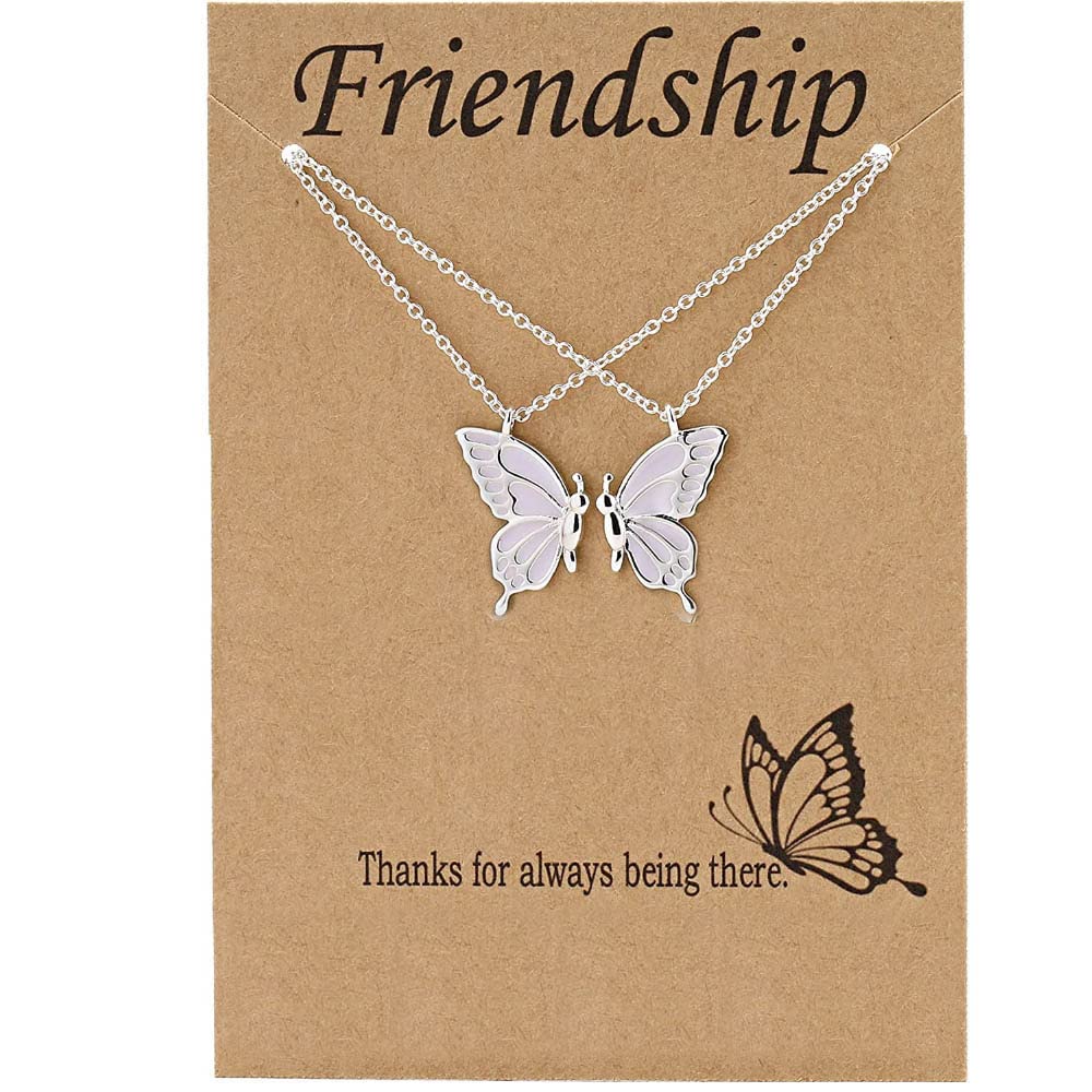 Best Friendship Necklace for Women & Girls - Matching Butterfly BFF Necklace Set, Long Distance Gift for Best Friends, Birthday Present for Her | Perfect for Anniversaries, Valentine's Day & Sister Gifts