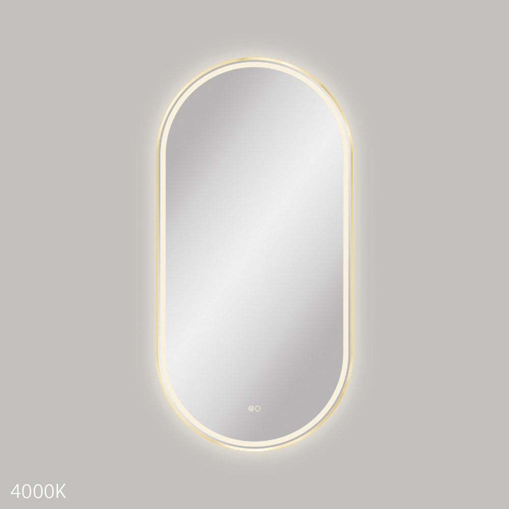 Fienza LED60120FPUB Empire LED Urban Brass Framed Bathroom Mirror 24x48 Inch - Modern Vanity Mirror with Soft Lighting for Makeup, Shaving & Home Decor