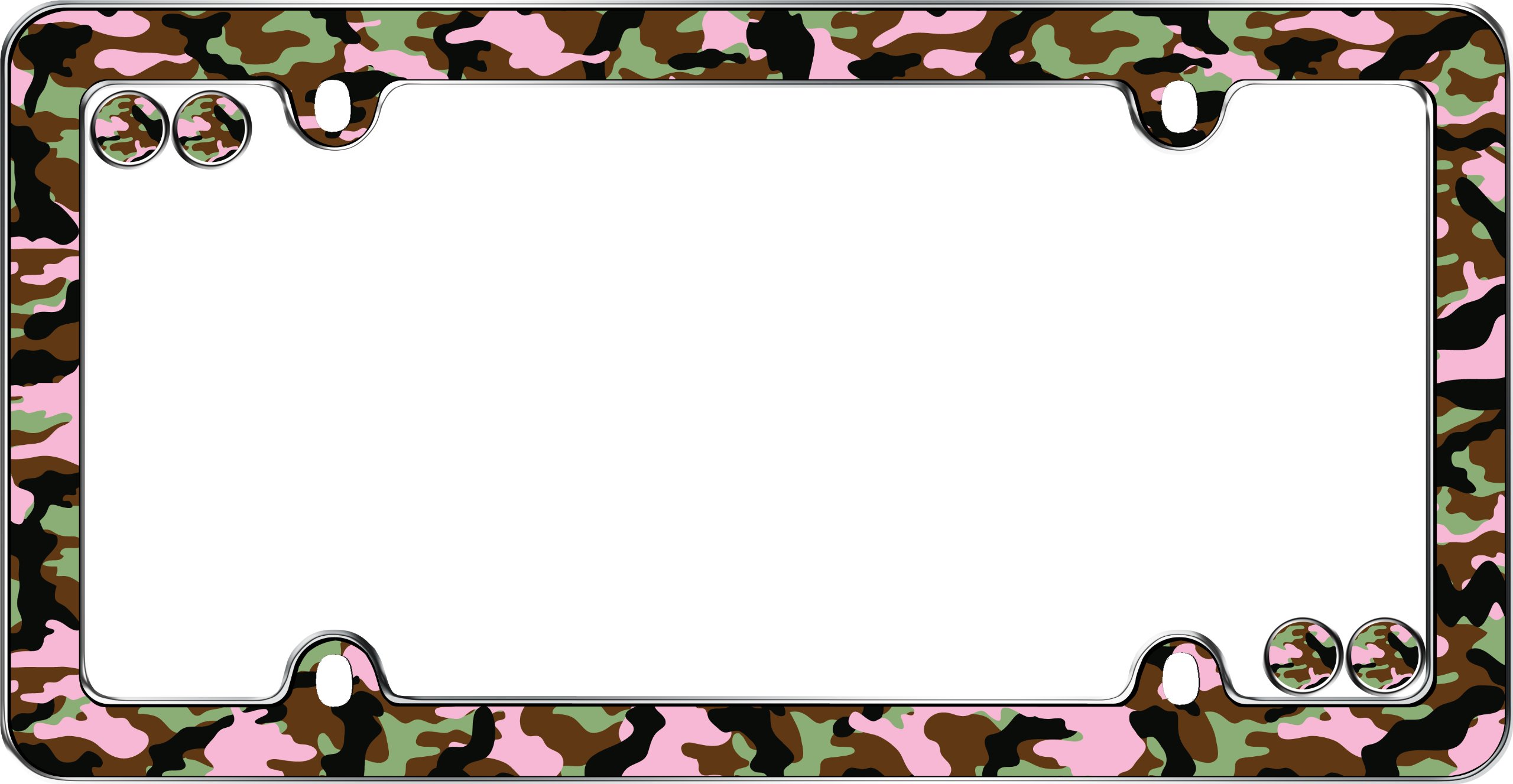Camo Girl License Plate Frame - Chrome with Fastener Caps for Cruisers